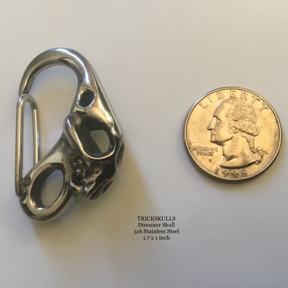 Skull Dinosaur Cat Clip Carabiner Keychain Wallet Chain Hook Stainless Accessory - Picture 3 of 8
